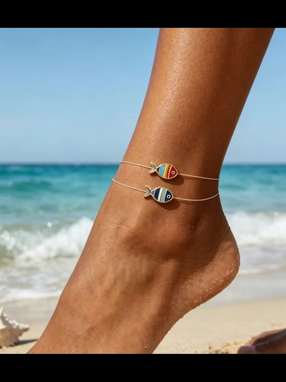 Colorful Fish Charm Anklet Set - Women Jewelry